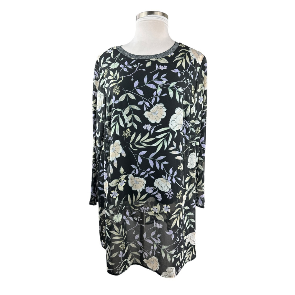 Calvin Klein Floral Wildflower Lined Tunic Blouse Mini Dress Womens Plus Size 1X - Picture 4 of 16